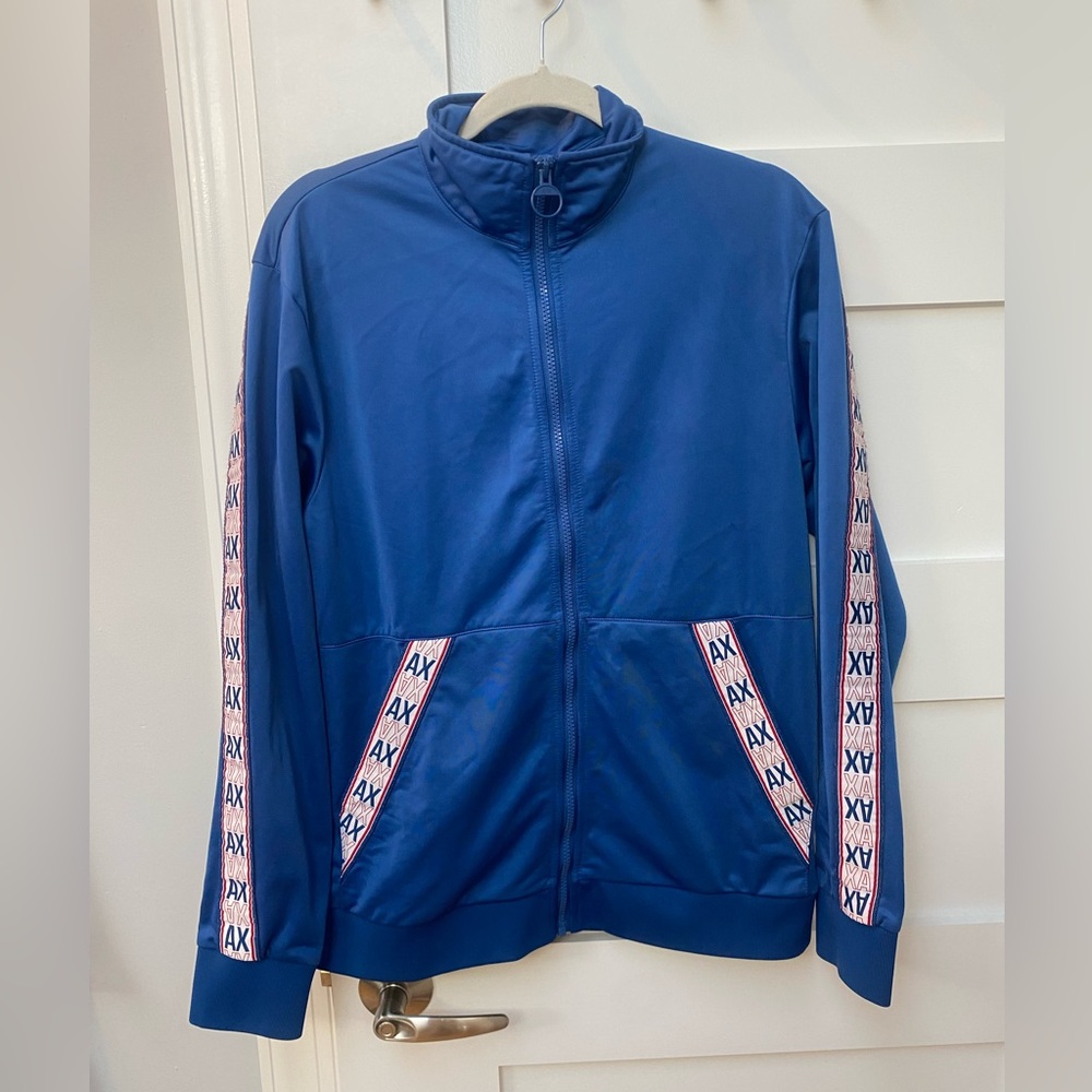Armani Exchange Blue zipper jacket with white and red logo - Picture 2 of 9